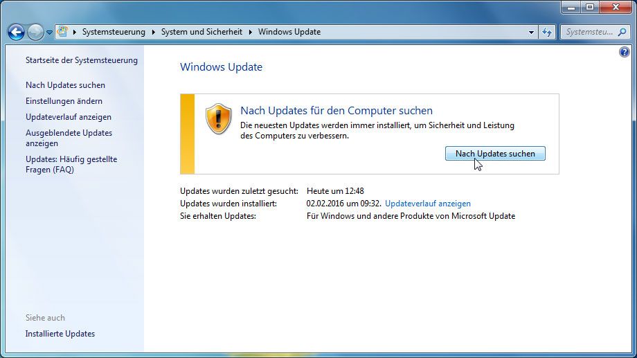 Geben Sie Windows Update in das Startmenü ein und öffnen Sie die Windows Update Einstellungen.
Klicken Sie auf Nach Updates suchen und warten Sie, bis Windows nach verfügbaren Updates sucht.
