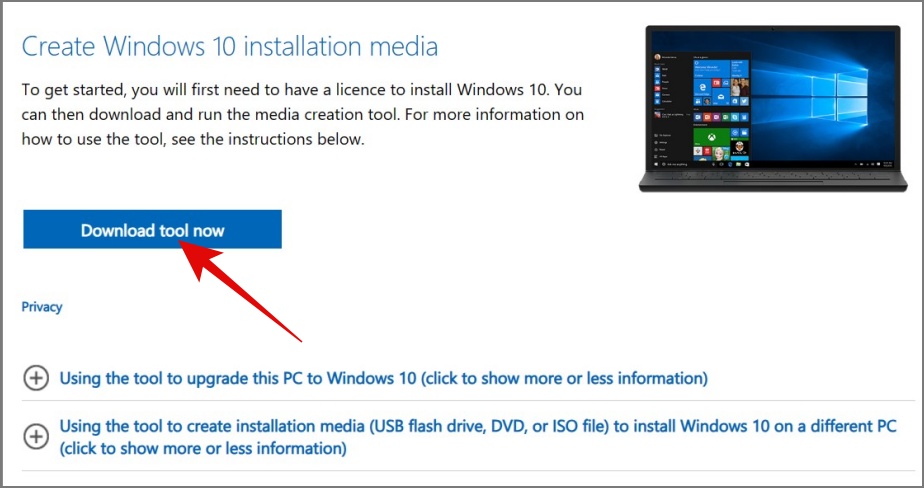 Gehen Sie zur offiziellen Microsoft-Website.
Navigieren Sie zur Download-Seite für Windows OS.