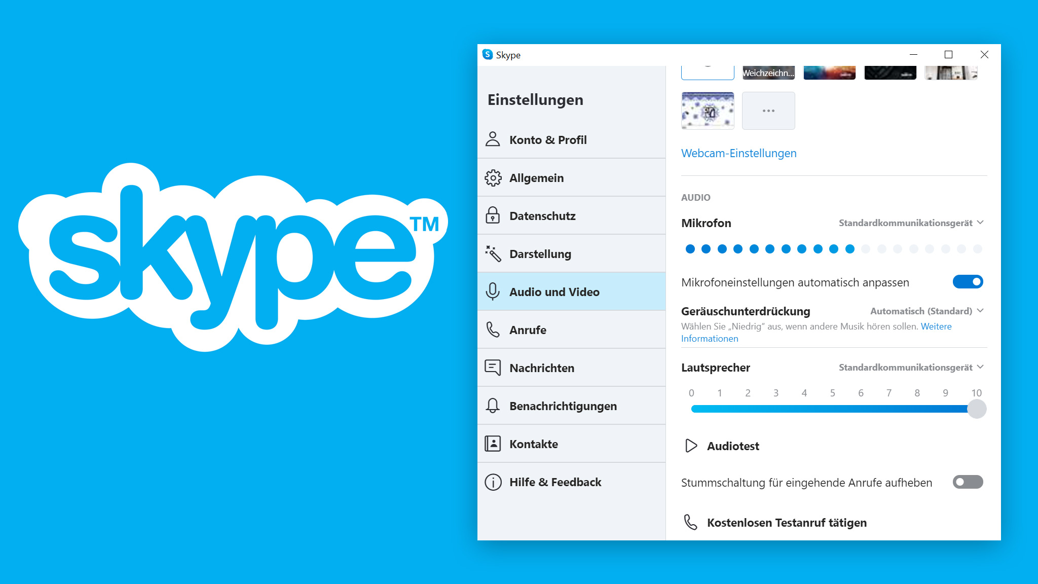 Mikrofon-Einstellungen in den Skype-Einstellungen überprüfen
Die Mikrofon-Konfiguration in Skype prüfen
