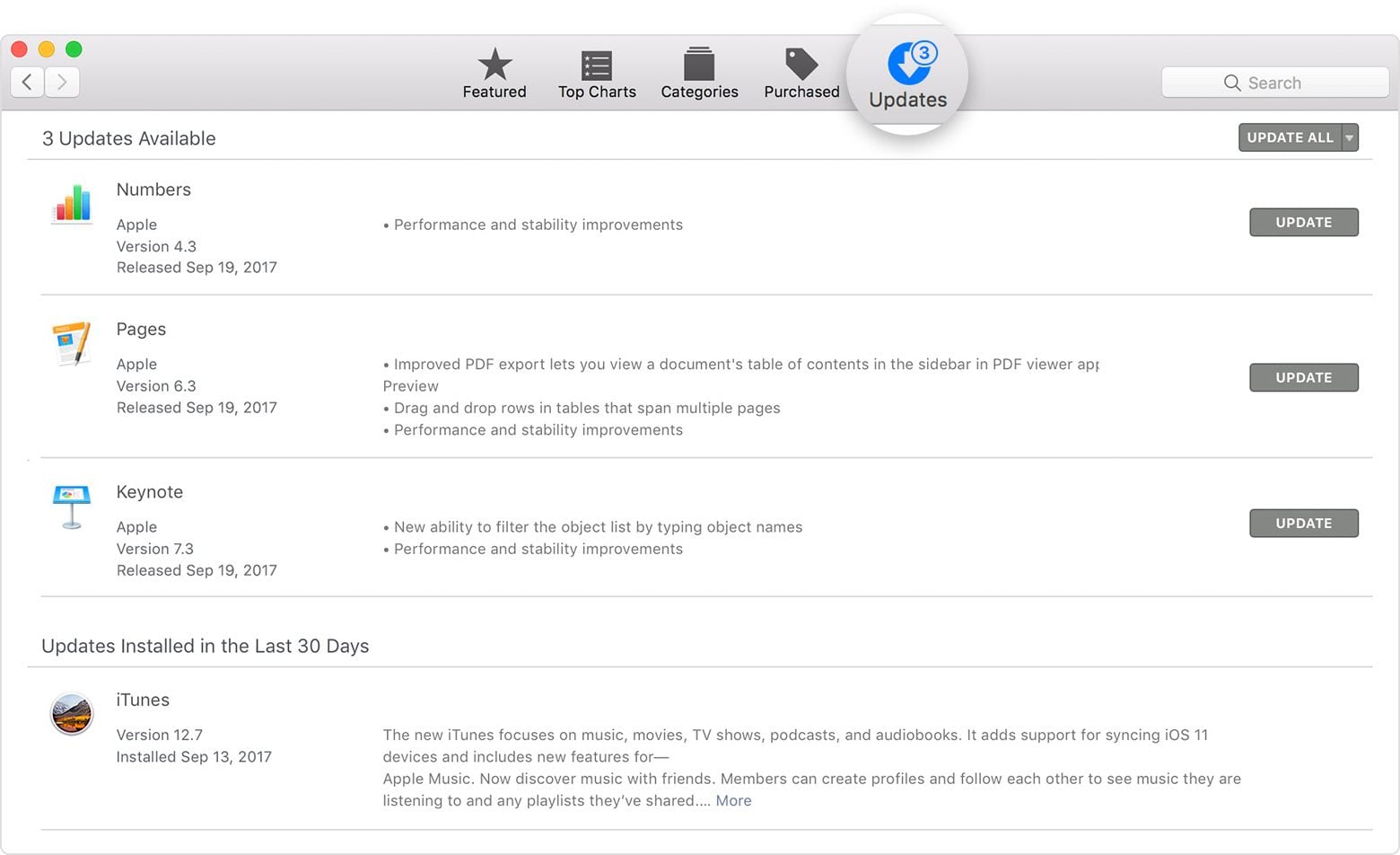 Öffnen Sie den App Store auf Ihrem Mac.
Gehen Sie zur Registerkarte Updates.