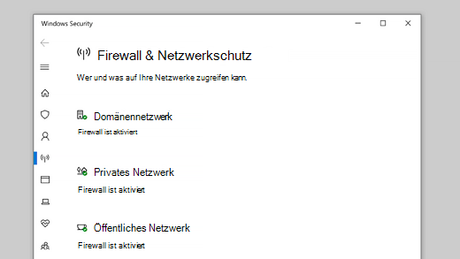 Öffnen Sie die Windows-Sicherheitseinstellungen.
Gehen Sie zu Firewall & Netzwerkschutz.