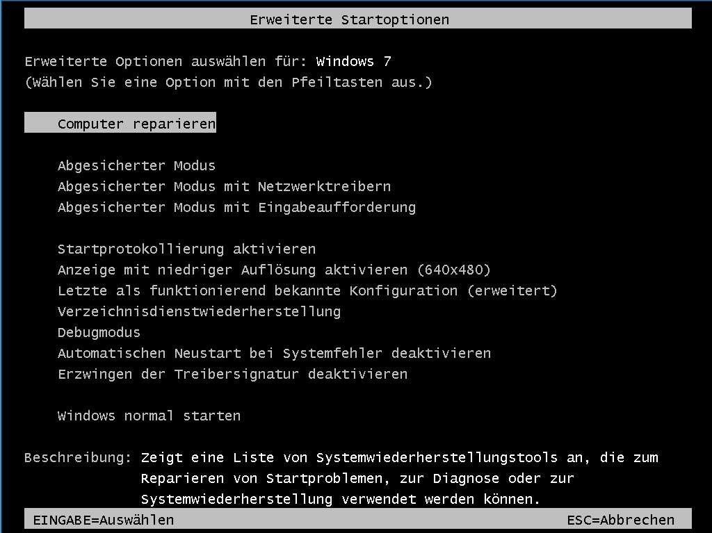 Startreparatur durchführen: Die integrierte Startreparatur von Windows 7 kann dabei helfen, den Bootfehler zu beheben.
Letzte als funktionierend bekannte Konfiguration wiederherstellen: Durch diese Option wird der Computer mit den zuletzt funktionierenden Einstellungen gestartet.