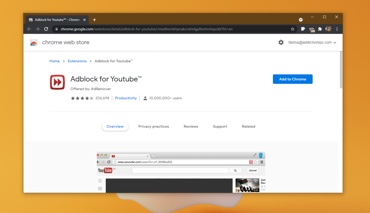 Suchen und installieren Sie die YouTube AdBlocker-Erweiterung aus dem Chrome Web Store.
Öffnen Sie Chrome und klicken Sie auf das YouTube AdBlocker-Symbol in der Symbolleiste.