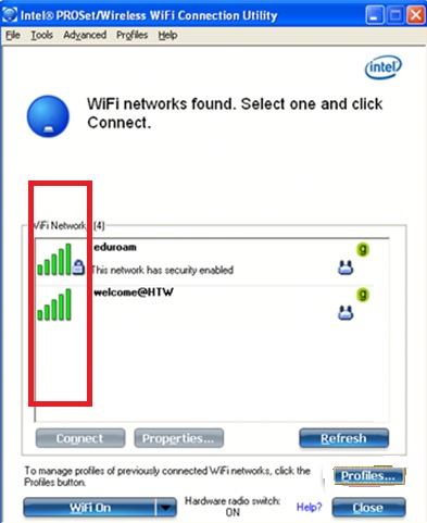 Überprüfen Sie die Wi-Fi-Signalstärke am Gerät:
Suchen Sie nach dem Wi-Fi-Symbol in der Taskleiste oder den Netzwerkeinstellungen.