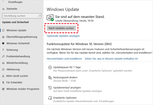 Überprüfen Sie die Windows-Updates: Stellen Sie sicher, dass Ihr Windows 10-Betriebssystem auf dem neuesten Stand ist.
Öffnen Sie das Windows Update über die Einstellungen oder das Startmenü.