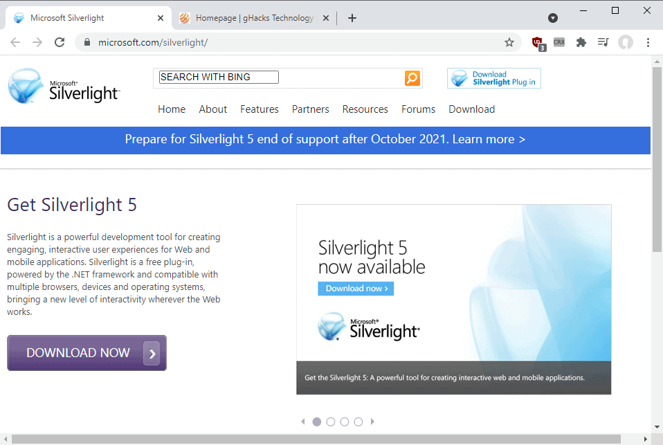 Überprüfen Sie, ob der von Ihnen verwendete Browser mit Microsoft Silverlight kompatibel ist.
Stellen Sie sicher, dass Sie die neueste Version Ihres Browsers verwenden.