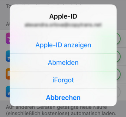 Wählen Sie Aus dem Account entfernen und bestätigen Sie die Aktion.
Geben Sie erneut Ihr Apple ID Passwort ein, um die Entfernung zu bestätigen.