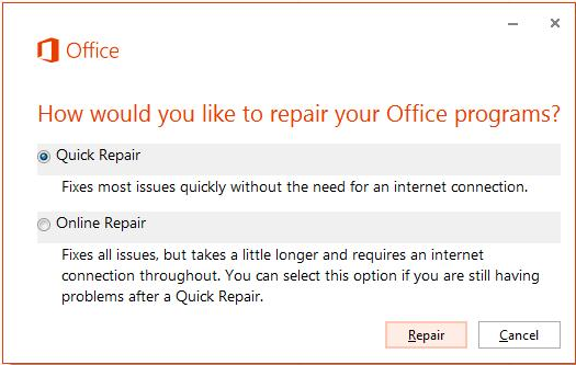 Wählen Sie Microsoft Office aus und klicken Sie auf Ändern.
Wählen Sie Reparieren aus und folgen Sie den Anweisungen auf dem Bildschirm, um den Reparaturvorgang abzuschließen.