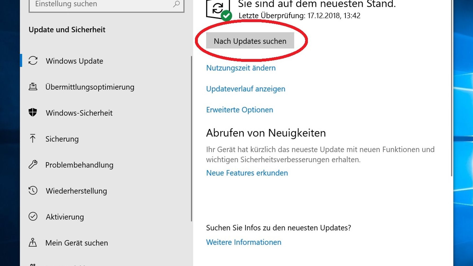 Wählen Sie Update und Sicherheit.
Klicken Sie auf Windows Update.